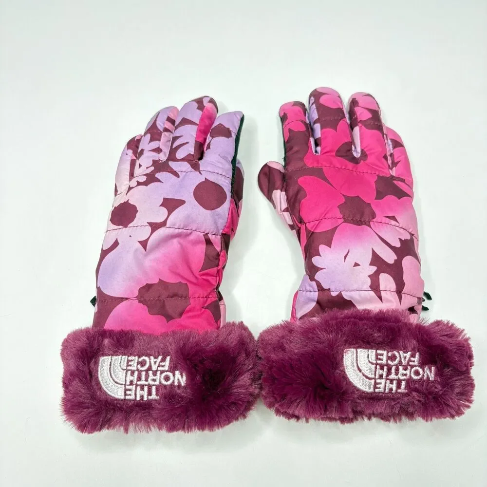 THE NORTH FACE HyVent Pink/Black Winter Gloves Skiing/Snowboard Girls Size Small